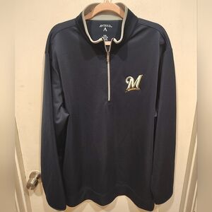 Antigua Milwaukee Brewers Embroidered Logo 1/4 Zip Pullover Jacket XXL Baseball